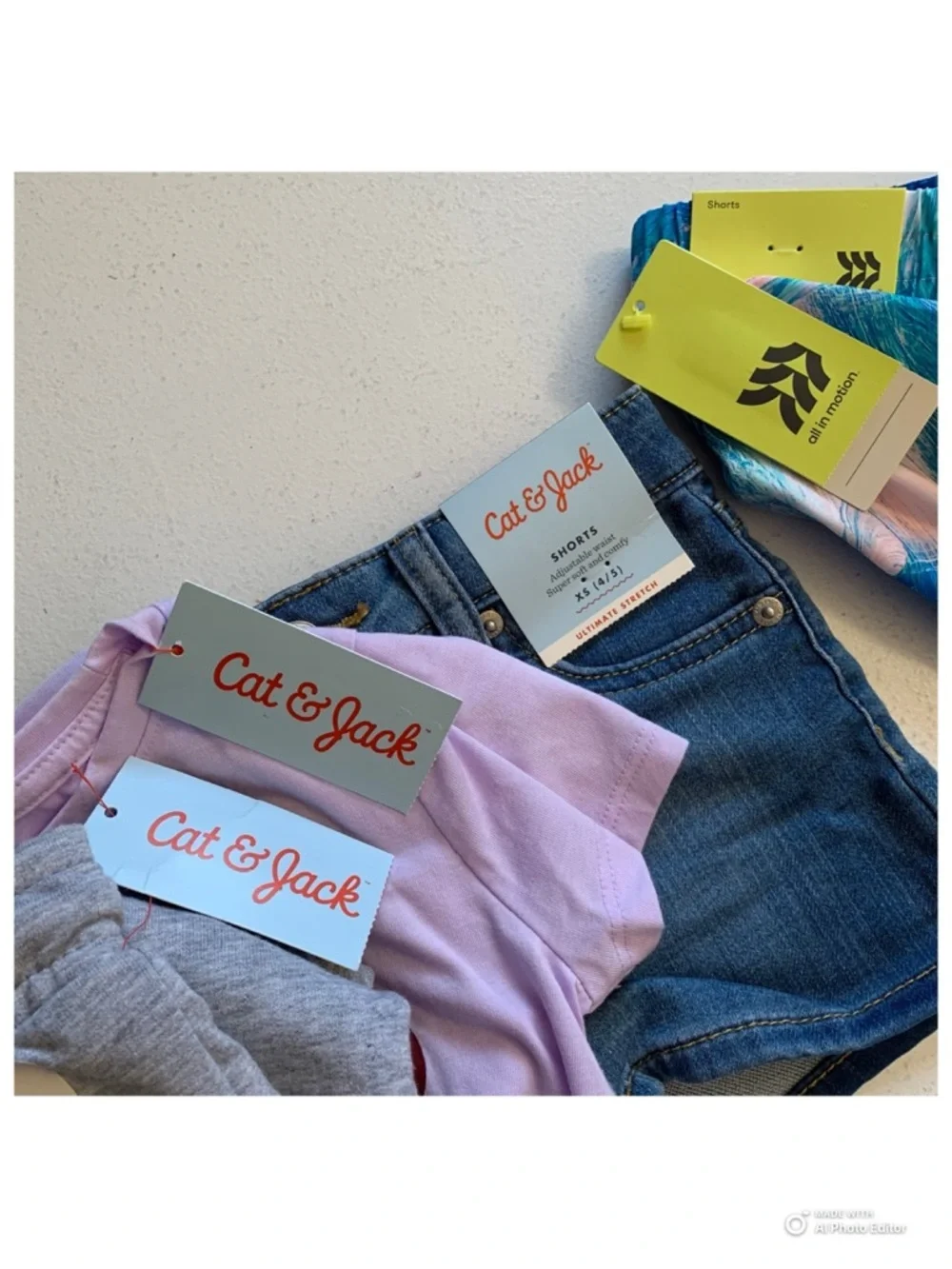 Girls Size XS (4/5) 4-Piece Lot of Summer Clothes Cat & Jack + All In Motion NWT